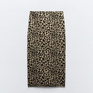 ZARA Animal Print Stretch Knit Skirt Small